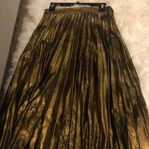 Pleated metallic skirt
